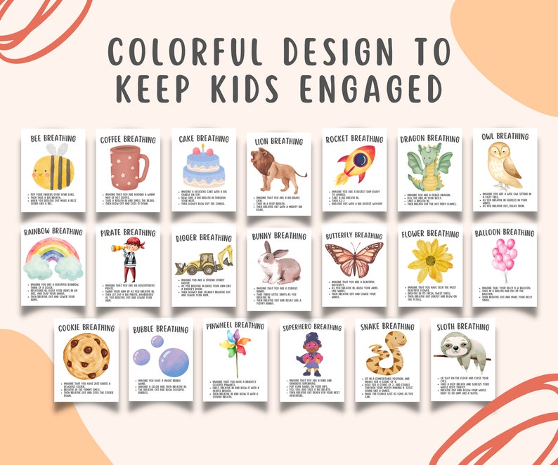 20 Mindful Scripted Breathing Cards for Kids Teens, Anxiety Coping ...