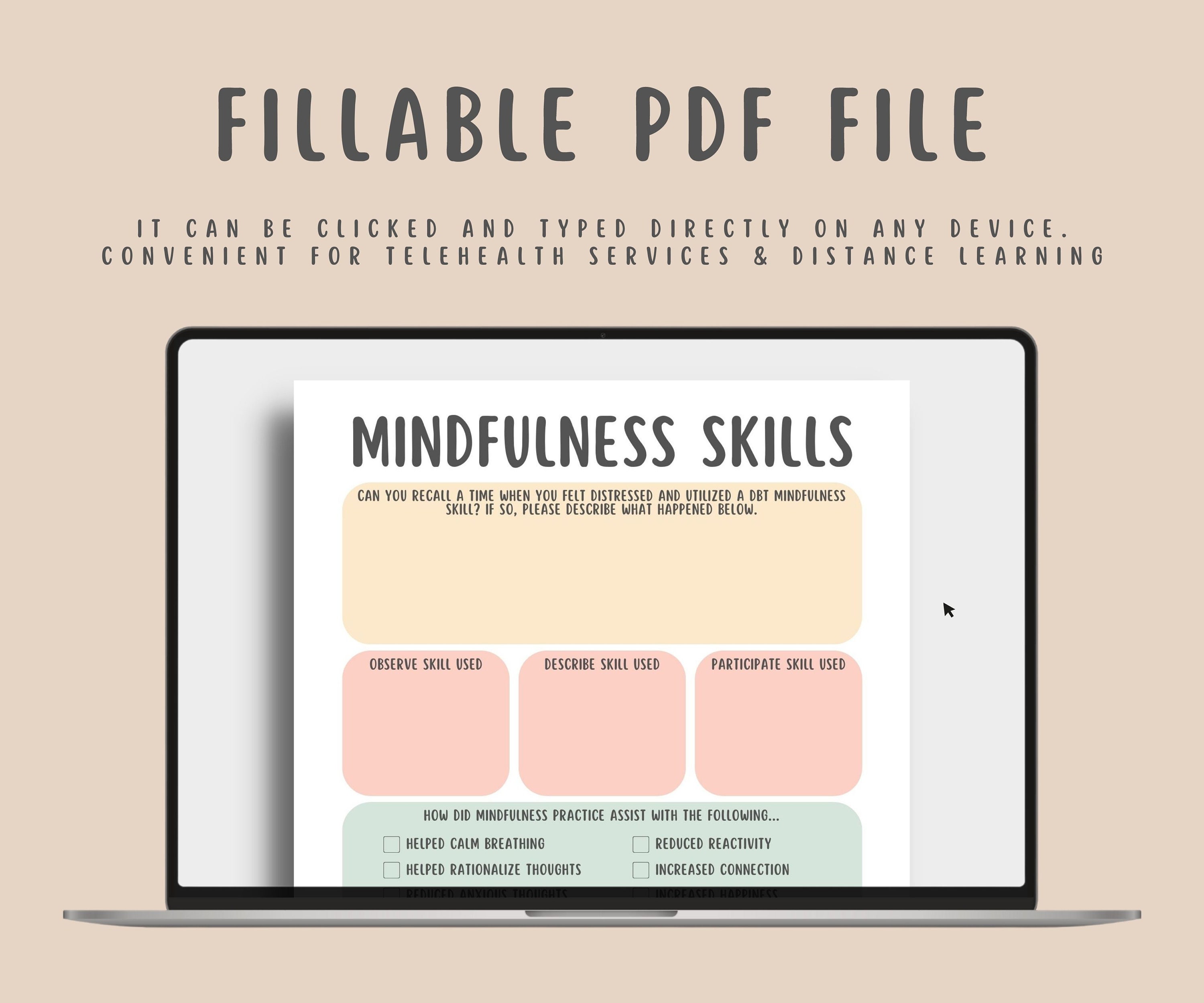 10 DBT Mindfulness Worksheets, Dialectical Behavior Therapy Coping