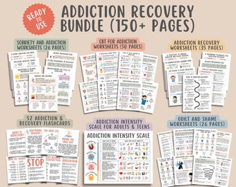 Addiction Recovery Bundle, Sobriety Worksheets, Relapse Prevention Tools, Craving Coping Skills, Therapy Printable, Recovery Workbook Guide