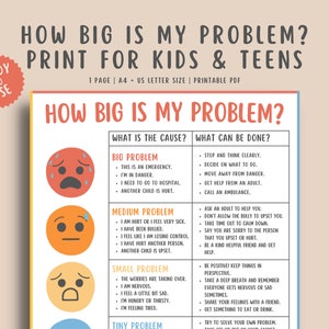 How big is my problem, Size of the problem Poster, Self-regulation zones, Calming corner print, Self regulation, Social emotional learning