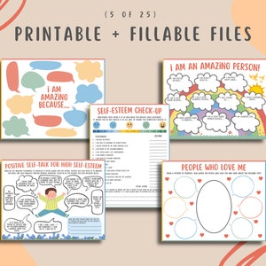 25 Self Esteem Worksheets Printables for Kids Teens, Confidence Mental ...
