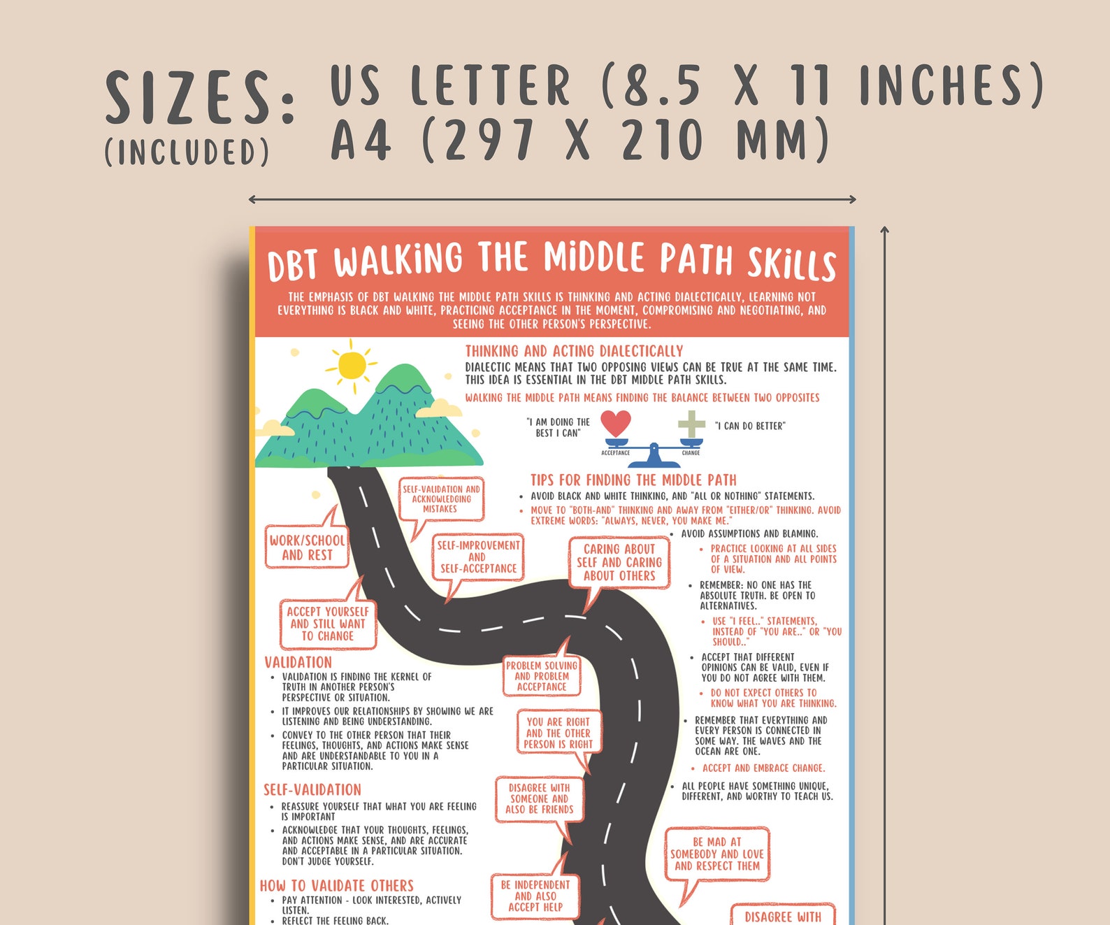 dbt-middle-path-coping-skills-handout-teens-kids-adults-etsy
