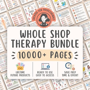 Mental Health Therapy Bundle, CBT DBT ADHD Anxiety Worksheets, Counseling Resources, Therapist Prints, Trauma Support Tools, Coping Skills