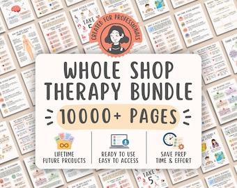 Mental Health Therapy Bundle, CBT DBT ADHD Anxiety Worksheets, Counseling Resources, Therapist Prints, Trauma Support Tools, Coping Skills