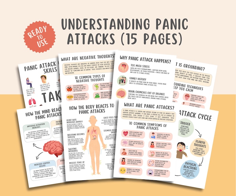 15 Panic Attacks Worksheets, Panic Disorder Anxiety Coping Strategies, Panic Disorder Cycle, Mental Health Counseling, School Counselor