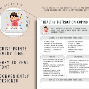 8 Types of Coping Skills Worksheets, Emotional Regulation, Depression and Anxiety Relief, Self-Care, PTSD, Grounding Strategy Mental Health