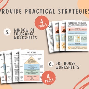 115 DBT Coping Skills Worksheets, Interpersonal Relationships, Distress Tolerance, Personal Boundaries, Emotional Regulation