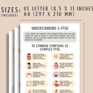 C-PTSD Trauma Healing Worksheets (15 Pages) Complex PTSD, Childhood Trauma, Trauma Processing, Self Compassion, Breaking The C-PTSD Cycle