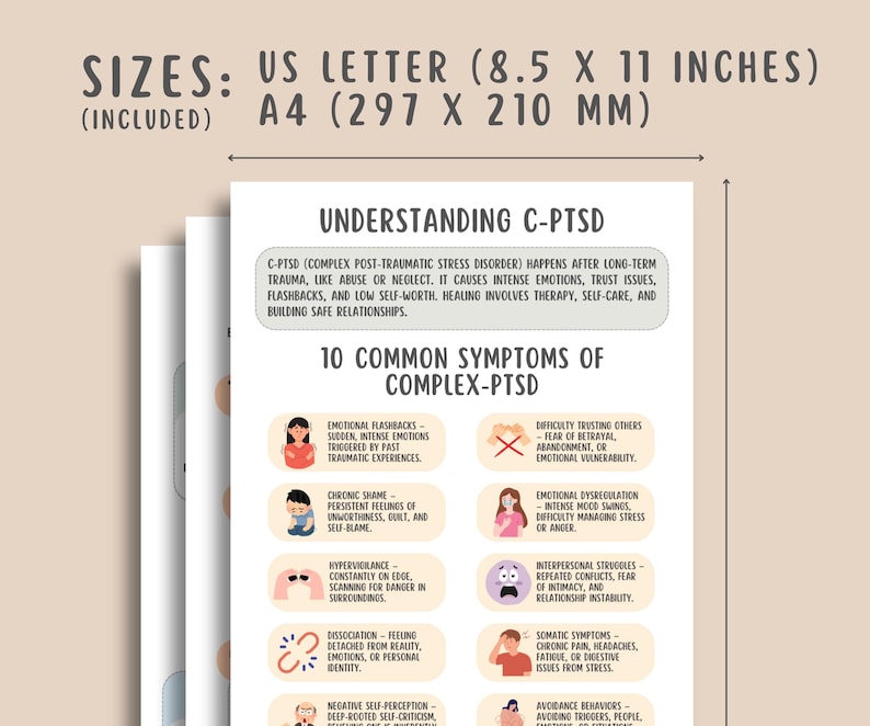 C-PTSD Trauma Healing Worksheets (15 Pages) Complex PTSD, Childhood Trauma, Trauma Processing, Self Compassion, Breaking The C-PTSD Cycle