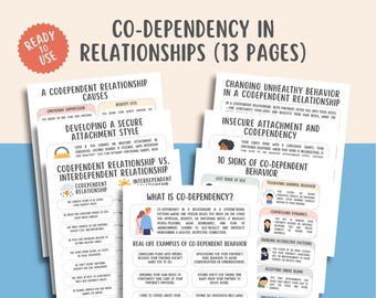 Co-afhankelijkheid in relaties (13 pagina's), herstelwerkboek, relatietherapie, gids helende grenzen, zelfhulp afdrukbaar, therapietool