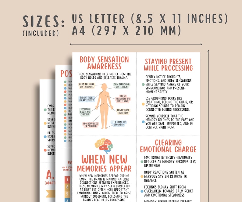52 EMDR Flashcards, Trauma Therapy Tools, Trauma Processing Cards, Bilateral Stimulation, SUDS Scale, Tapping Techniques, Distress Tolerance
