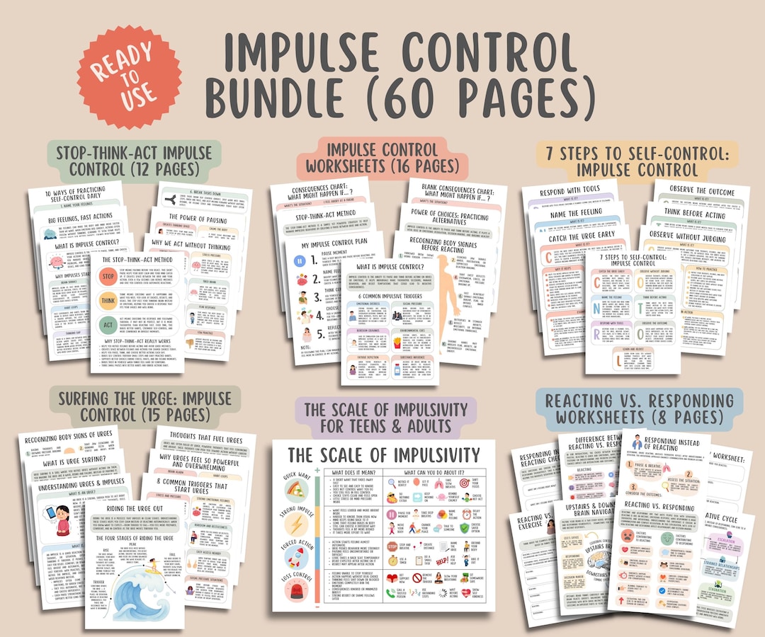 Impulse Control Bundle, Self Regulation, CBT Skills, Emotional ...
