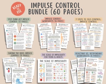 Impulse Control Bundle, Self Regulation, CBT Skills, Emotional Regulation Tool, Reacting vs Responding, Surfing the Urge, Impulsivity Scale