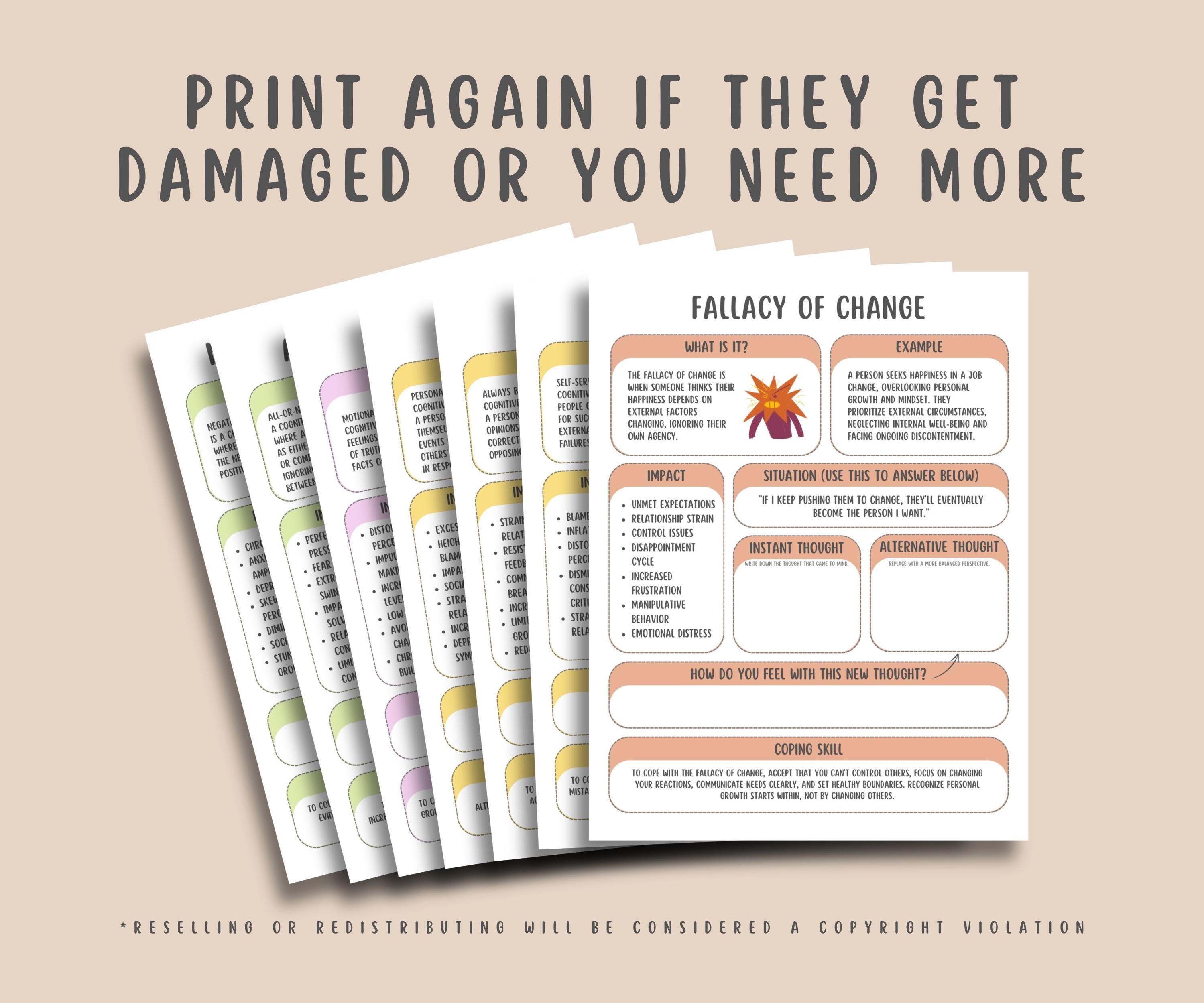 27 Cognitive Distortion Worksheets Cheatsheet, Thinking Errors ...