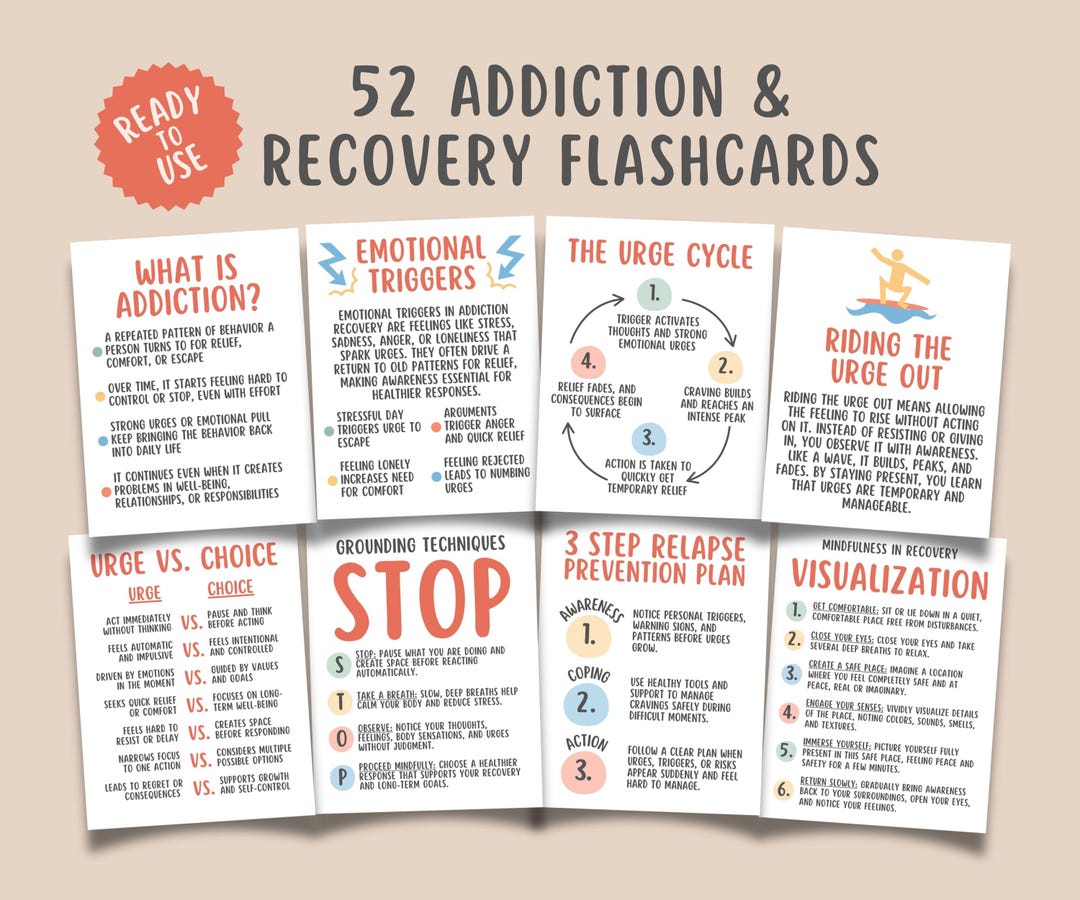 52 Addiction Recovery Flashcards, Sobriety Coping Skills, Relapse ...