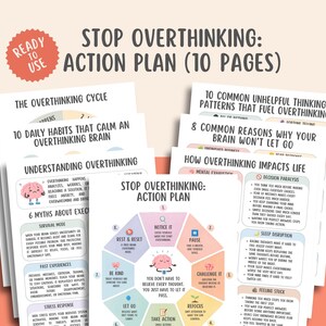 Stop Overthinking Action Plan Worksheet, Overthinking Action Plan, Rumination Recovery, Anxiety Relief, Intrusive Thoughts, Worry Management