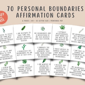 70 Persönliche Grenzen Affirmation Karteikarten Gesunde Grenzen setzen Karten Selbstfürsorge Karten Paartherapie Karten Seelische Gesundheit Counselor