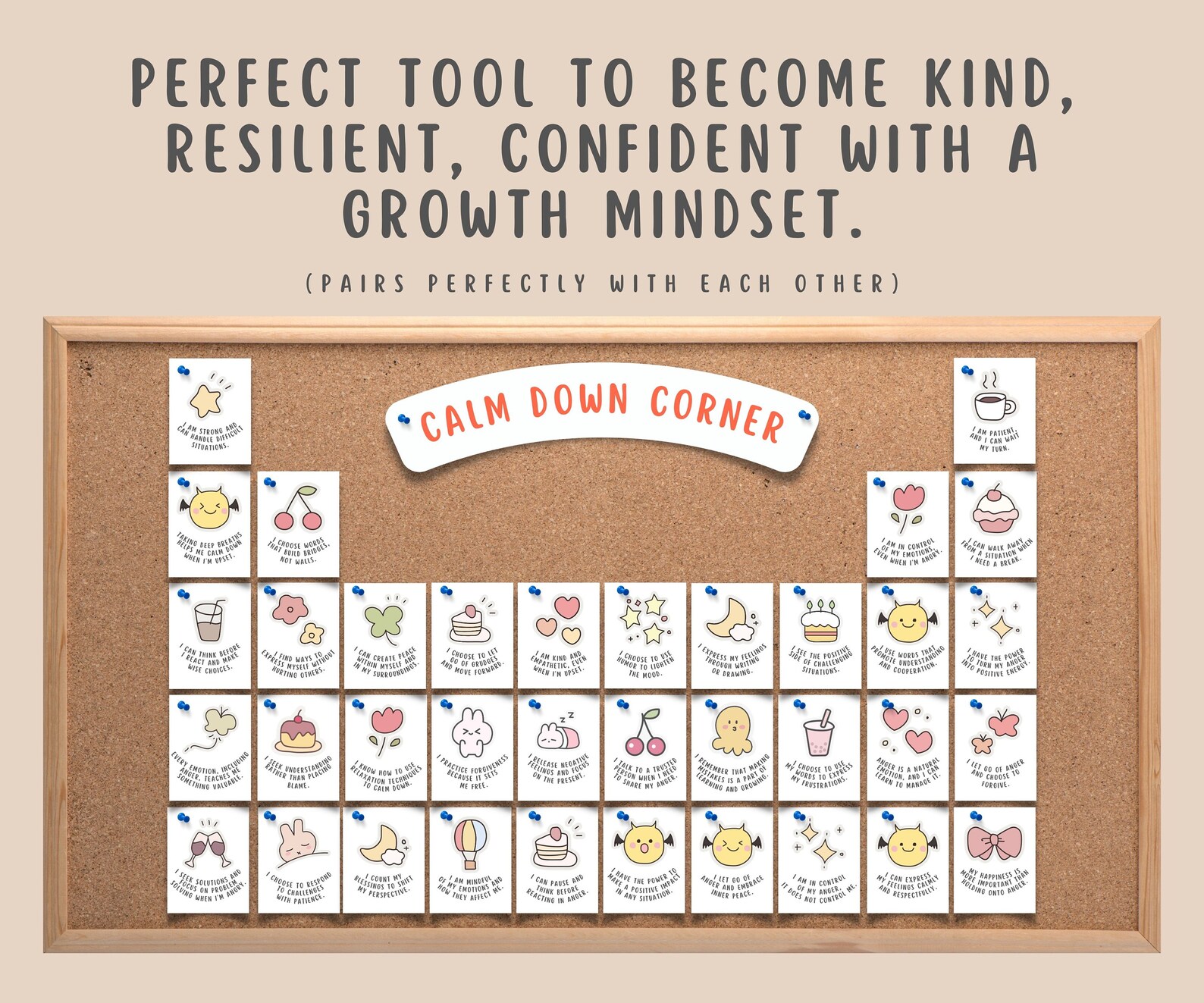36 Anger Management Affirmations Cards for Kids Teens Grounding Calming ...
