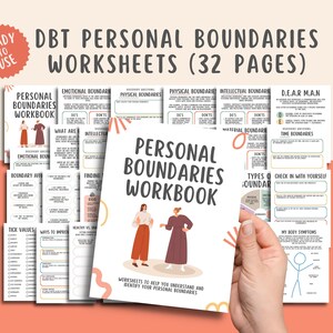32 Personal Boundaries Worksheets, DBT Therapy Workbook, Healthy ...