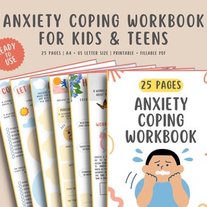 25 Anxiety Coping Worksheets Bundle For Kids & Teens, Mental Health Counseling Child Therapy, Social Emotional Learning Children Workbook