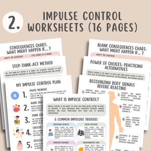 Impulse Control Bundle, Self Regulation, CBT Skills, Emotional Regulation Tool, Reacting vs Responding, Surfing the Urge, Impulsivity Scale