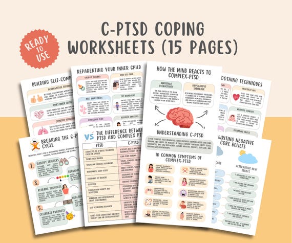 C-PTSD Trauma Healing Worksheets (15 Pages) Complex PTSD, Childhood Trauma, Trauma Processing, Self Compassion, Breaking The C-PTSD Cycle
