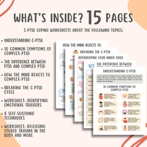 C-PTSD Trauma Healing Worksheets (15 Pages) Complex PTSD, Childhood Trauma, Trauma Processing, Self Compassion, Breaking The C-PTSD Cycle