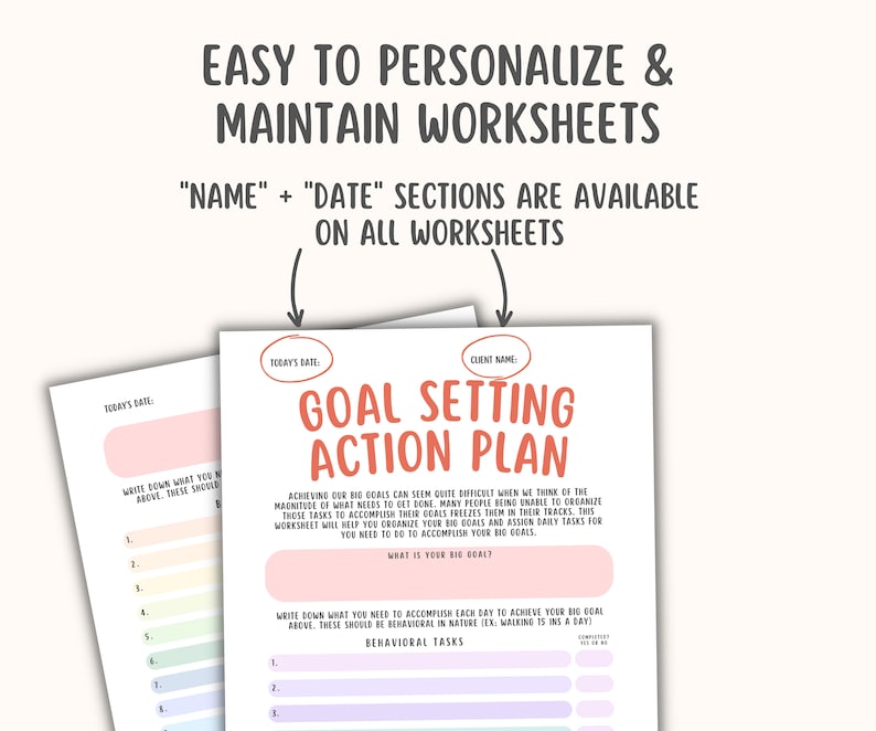 Goal Setting Action Plan Worksheet, SFBT Worksheets, Solution Focused