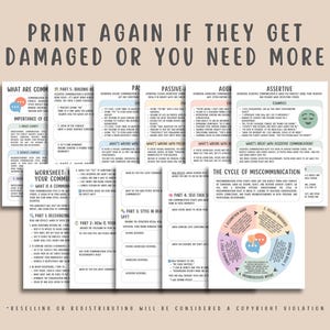 Printable communication styles worksheets for adults to improve assertive communication, emotional expression, and conflict resolution. Perfect for therapy sessions, self-help, personal growth, and mental health support. These PDF tools help develop effective communication skills in relationships and daily life. Ideal for counselors, coaches, and individuals working on boundaries, active listening, and healthy interactions. Instant digital download for easy use.
