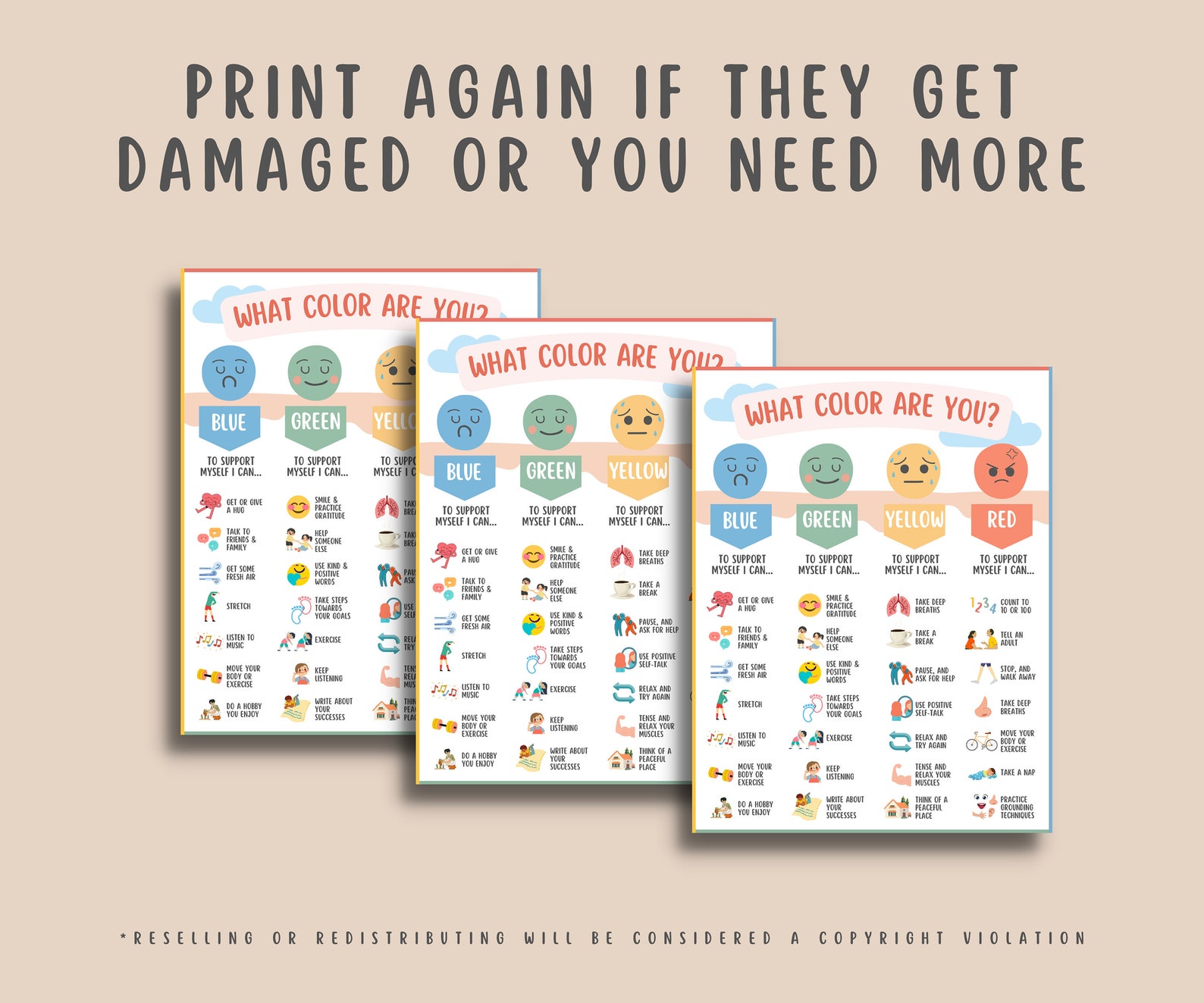 28 Coping Skills for Kids & Teens Zones of Regulation - Etsy