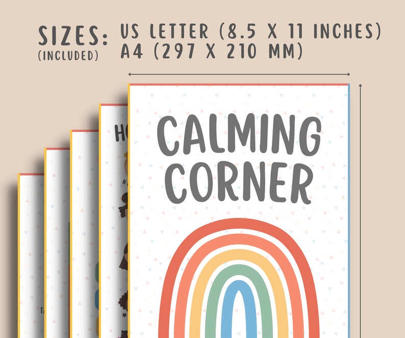 50 Calming Corner Poster Calm Down Self Regulation Social Emotional Classroom Feelings Chart Bundle Printable Wall Decor Mindful Breathing kids teens