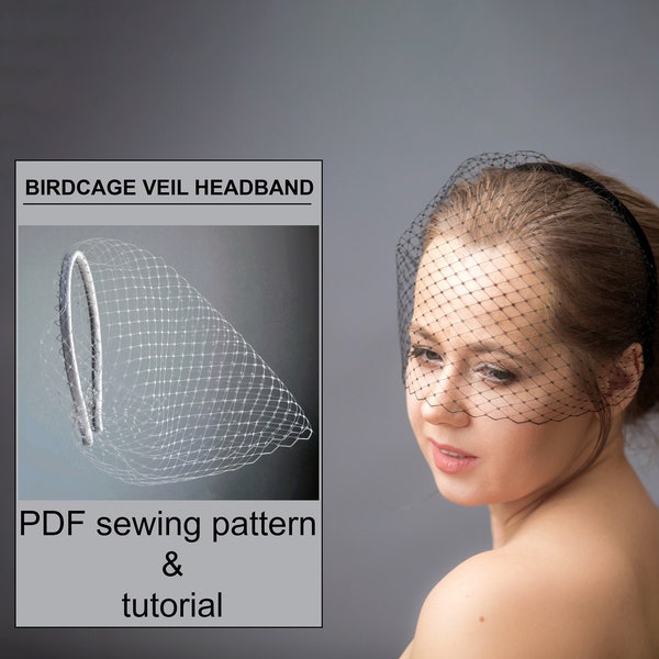 DIY birdcage veil headband tutorial, fasscinator wedding veil blusher pdf sewing pattern instant download, bachelorette veil pdf download