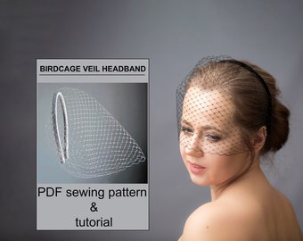 DIY birdcage veil headband tutorial, fasscinator wedding veil blusher pdf sewing pattern instant download, bachelorette veil pdf download