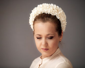 Floral bridal headpiece, hydrangea flower crown for wedding, bridal hairpiece, wide bridal headband, bridal hair vine, bridal flower crown