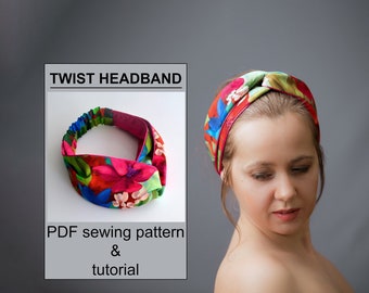 Twist turban headbands for women pdf sewing patterns - how to make a head scarf headbands sewing tutorial.