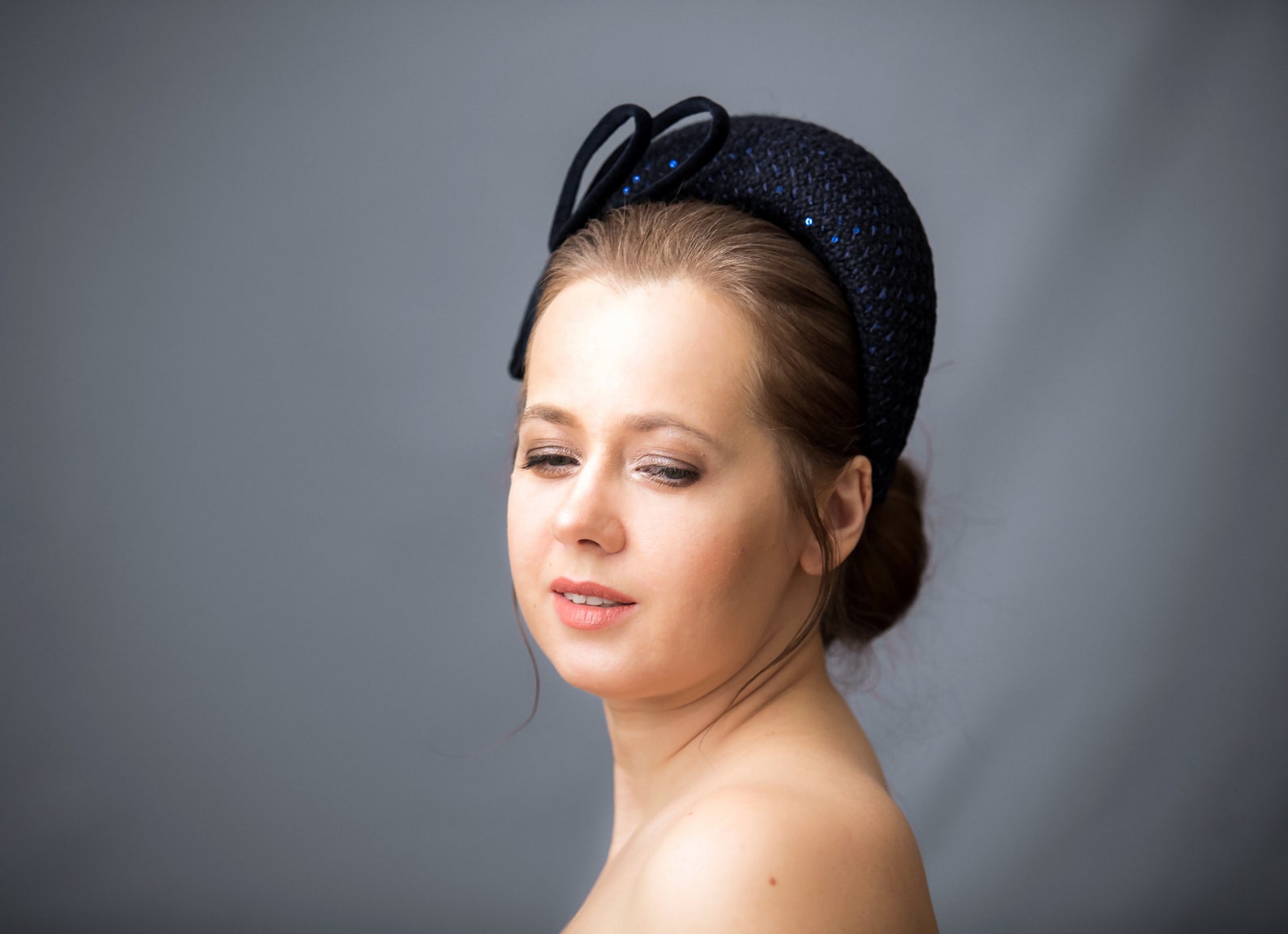 Navy Blue Fascinator Headband for Wedding Guest Navy Halo Etsy
