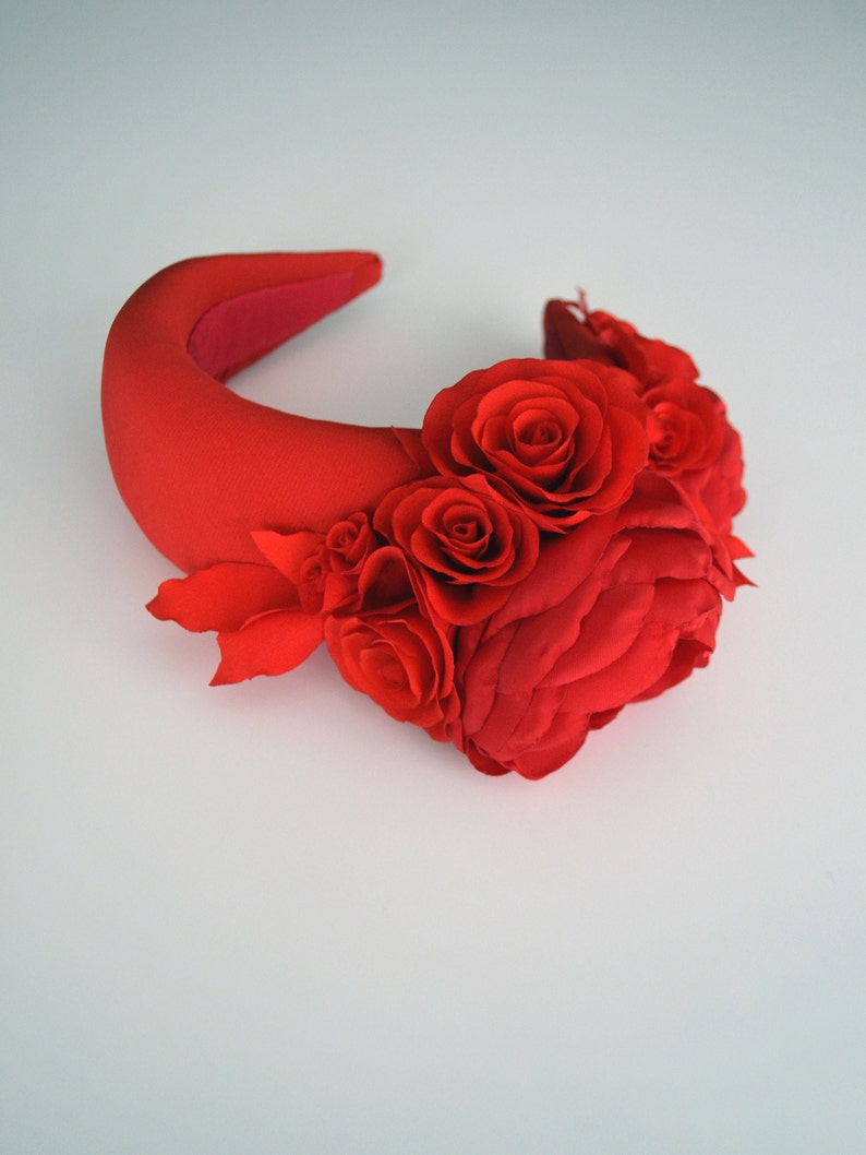 Red rose fascinator hat for wedding guest inspired by Kate Middleton headband hat image 10