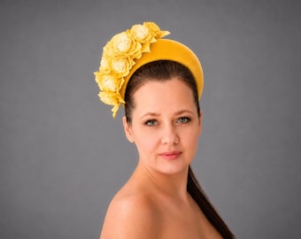 Yellow Fascinator Hat for Women: Wedding Guest Headband