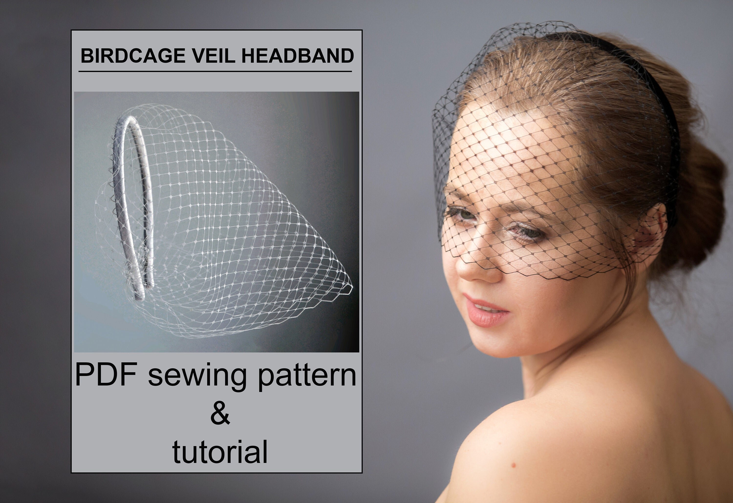 French netting Birdcage veil on a headband. – by Galinka
