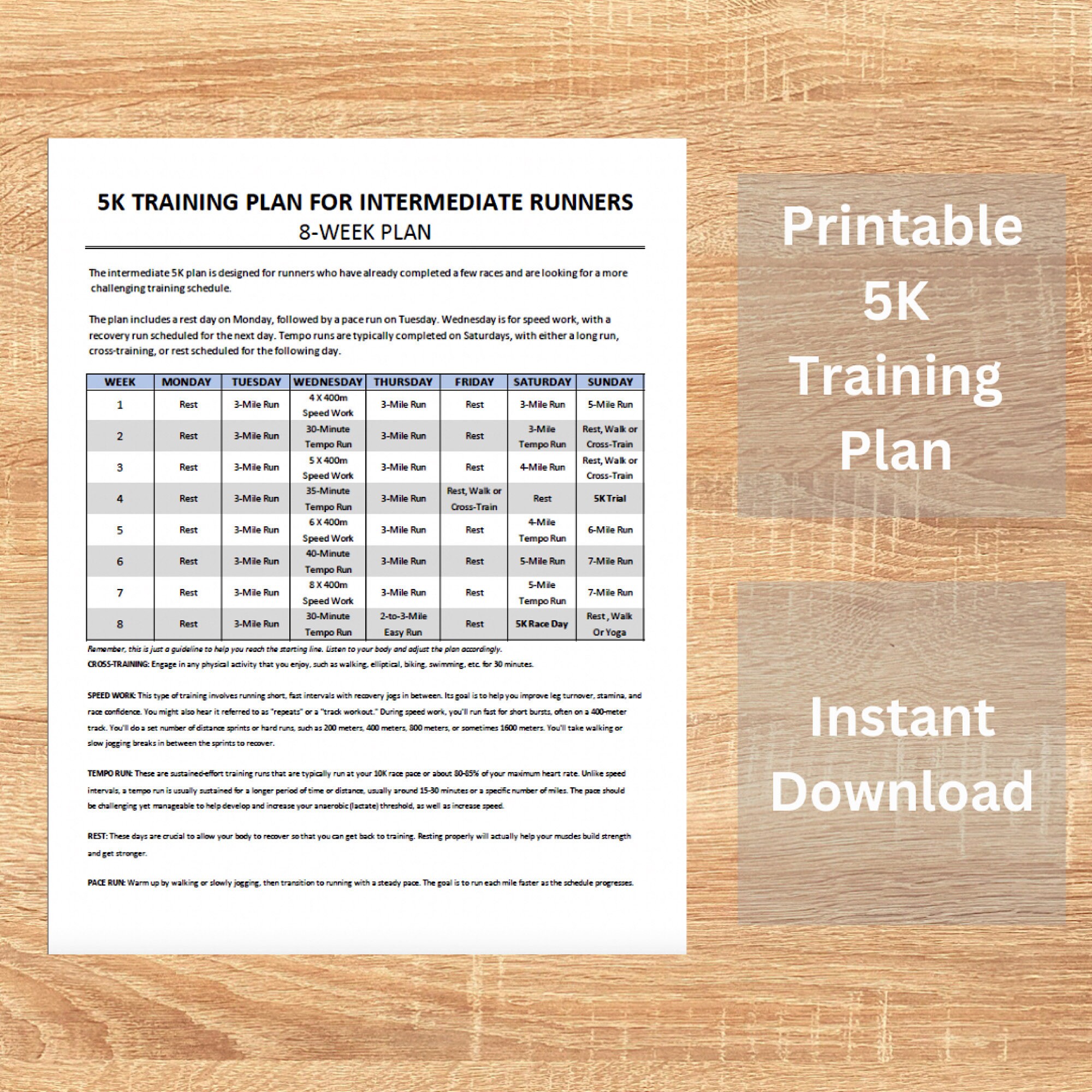8-week 5K Training Plan Bundle With Running Log/journal, 5K Training ...
