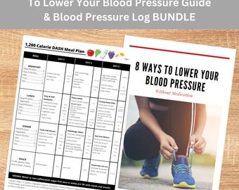 Printable DASH Diet 7-Day Meal Plan + 8 Ways to Lower Your Blood Pressure Guide + Blood Pressure Tracker Bundle | Meal Plan | Printable PDF