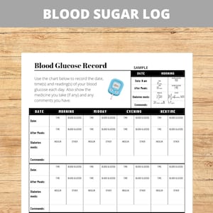 Printable Blood Sugar Log, Blood Glucose Tracker, Gestational Diabetes Management, Diabetic Planner, Diabetes printable, A4 & Letter Size