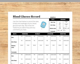 Printable Blood Sugar Log, Blood Glucose Tracker, Gestational Diabetes Management, Diabetic Planner, Diabetes printable, A4 & Letter Size