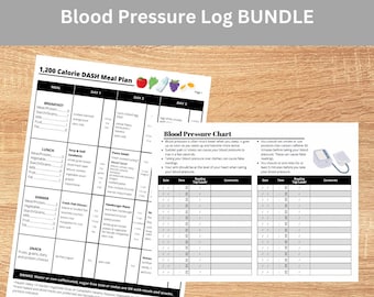 Printable DASH Diet 7-Day Meal Plan + Blood Pressure Tracker Bundle | Dietary Approaches to Stop Hypertension (DASH) Meal Plan | PDF File