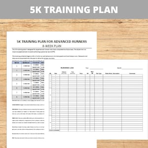 8-Week 5K Training Plan Bundle With Running Log/Journal, 5K Training Plan for Beginners, Intermediate and Advanced, Couch to 5K Training