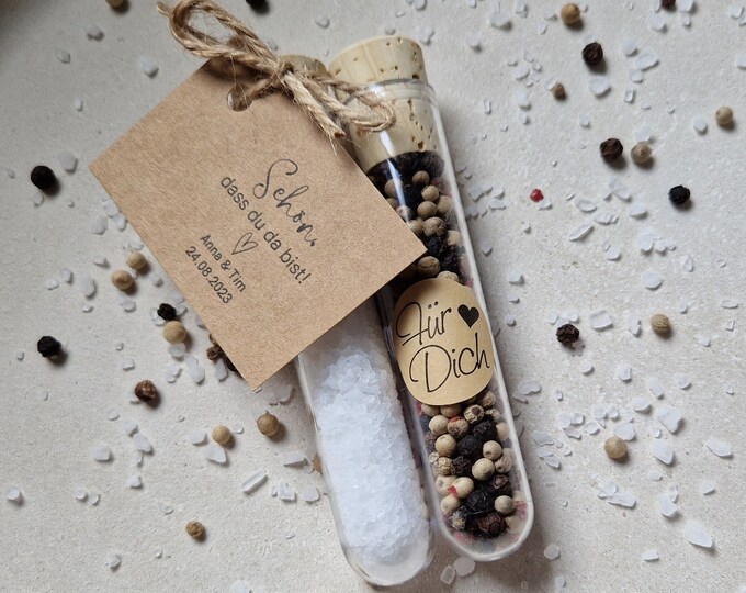 Gastgeschenk Hochzeit Salz und Pfeffer personalisiertes Etikett Etsy.de