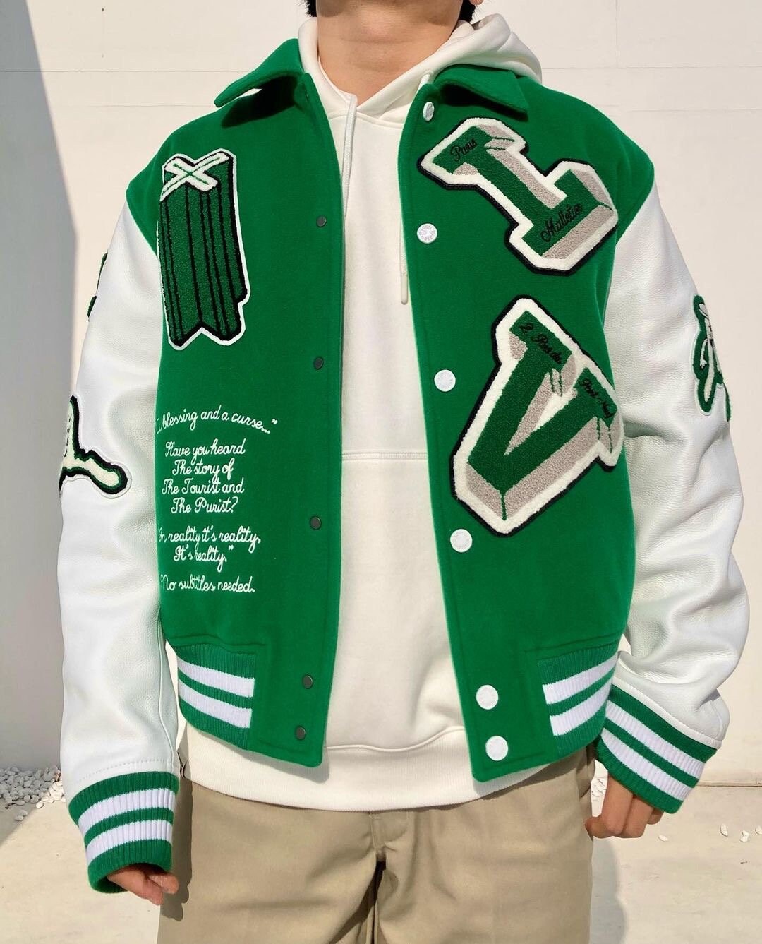 men s varsity jacket green