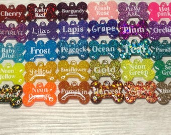 New Glitter Resin Dog Tag: Custom Bone-Shaped Pet ID Tag
