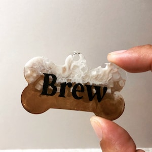 Custom Resin Dog Tag: Bone Shaped Cold Brew Pet Tag