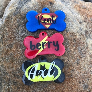Super Hero Pet Tags | Custom Dog Tags | Resin Dog Tag | Bone Shaped Tag